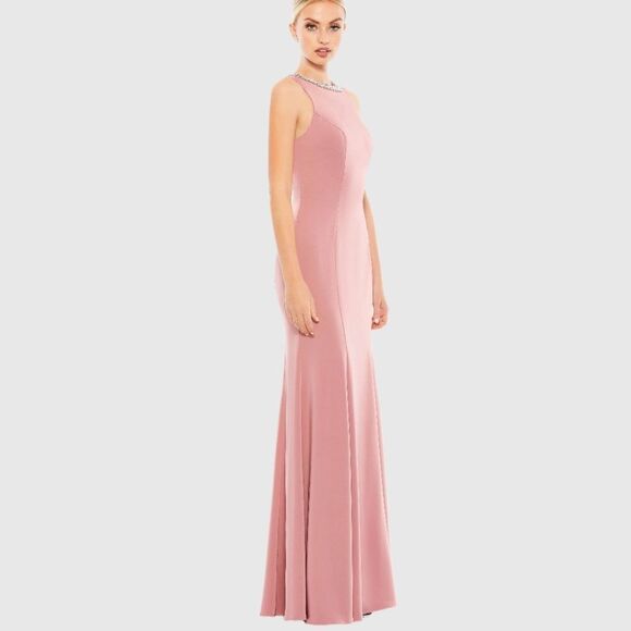 NWT IEENA FOR MAC DUGGAL Pink Embellished Neck Trumpet‎ Gown size 4 women's - Picture 3 of 13